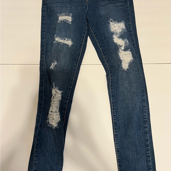 Dollhouse Jeans Women Junior Size 3 Button Fly Distressed Straight Leg Denim - Picture 2 of 11